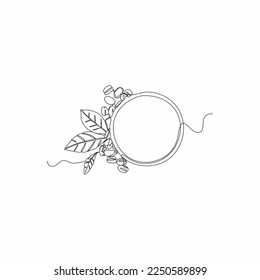 continuous line drawing of coffee and mint leaves