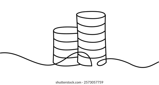 continuous line drawing of coin symbol. abstract line art illustration
