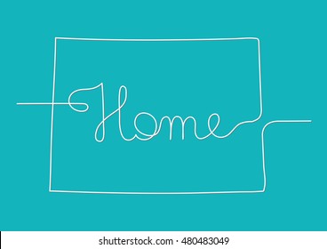 continuous line drawing of Colorado home sign