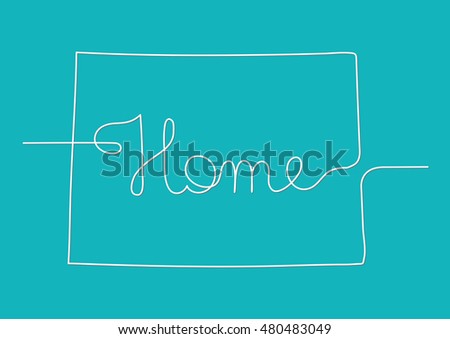 continuous line drawing of Colorado home sign