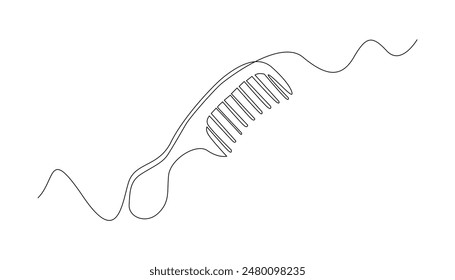 continuous line drawing of comb.one line drawing of hair comb.single line vector illustration .isolated white background