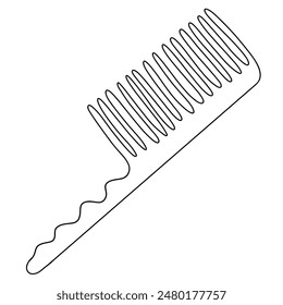 Continuous line drawing of comb. Vector illustration.