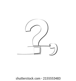 Continuous Line Drawing. Comma Punctuation And Question Mark. Illustration Icon Vector