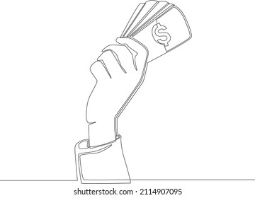 Continuous line drawing of company income. Vector illustration. Company budget.