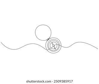 Continuous line drawing of compass. Single line illustration of old navigate and adventure symbol. Cartography concept. Editable outline