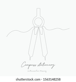 Continuous Line Drawing. Compass Stationery Tool Drawn. Simple Vector Illustration. Compass Stationery Tool Drawn Concept Hand Drawing Sketch Line.