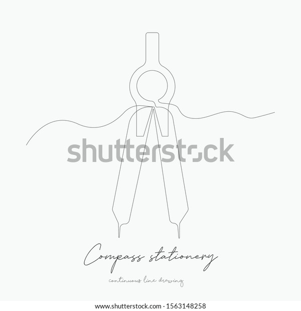 continuous line drawing. compass stationery\
tool drawn. simple vector illustration. compass stationery tool\
drawn concept hand drawing sketch\
line.