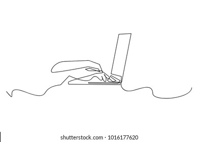 Continuous Line Drawing Computer Concept Vector Stock Vector (Royalty ...