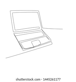 continuous line drawing of computer. isolated sketch drawing of computer line concept. outline thin stroke vector illustration