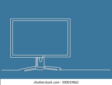 continuous line drawing of computer monitor