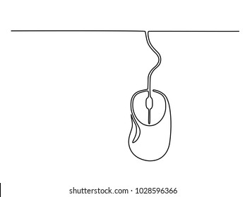 Continuous line drawing. Computer mouse sign. Hand drawn illustration with black line on white background. Vector symbol