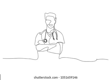 continuous line drawing concept doctor health treatment vector illustrations.
