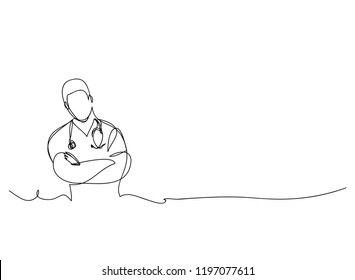 continuous line drawing concept doctor health treatment vector illustrations.
