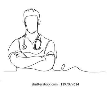 continuous line drawing concept doctor health treatment vector illustrations.
