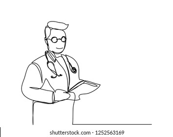 continuous line drawing concept doctor health treatment vector illustrations.
