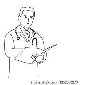 continuous line drawing concept doctor health treatment vector illustrations.
