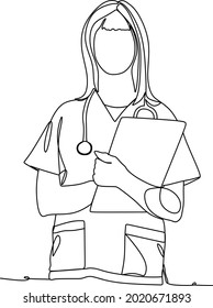 continuous line drawing concept doctor health treatment vector illustrations.