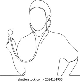 continuous line drawing concept doctor health treatment vector illustrations.