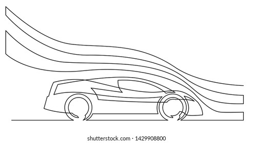 continuous line drawing of concept sport car with aerodynamics waves