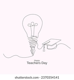 Continuous line drawing concept of Teachers Day. Vector, illustration.