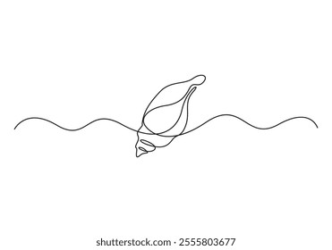 Continuous line drawing of conch snail shell. Seashell symbol and banner of beauty spa and wellness salon in simple linear style. Vector illustration