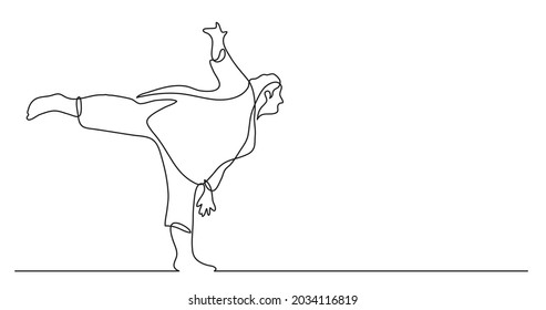 continuous line drawing confident oversize woman doing tai chi exercise and body positivity