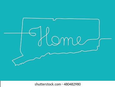 Continuous Line Drawing Of Connecticut Home Sign