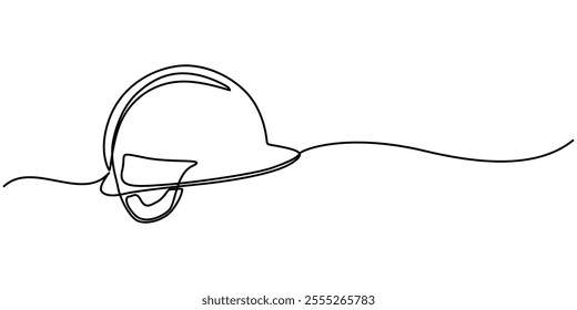 continuous line drawing of construction helmet symbol. abstract line art illustration symbolizing protection, Minimalist Continuous Line Art of Safety Helmet Emphasizing Protective Gear, Continuous. 