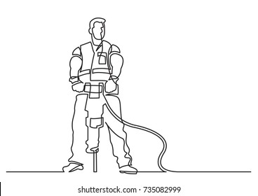 continuous line drawing of - construction worker with jackhammer