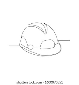 continuous line drawing of contractor helmet vector illustration