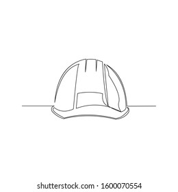 continuous line drawing of contractor helmet vector illustration