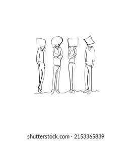 Continuous line drawing. Conversation of several people. Illustration icon vector