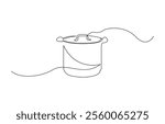 Continuous Line Drawing of Cooking Icon. Hand Drawn Symbol Vector Illustration, Boiling Single Line Icon. Saucepan Single Line Icon.