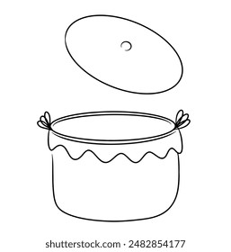 continuous line drawing of cooking pot isolated on transparent background. Vector illustration