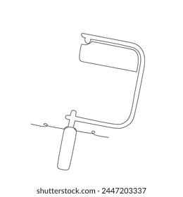 Dibujo de línea continua de sierra de acoplamiento. Vector de estilo simple dibujado a mano para herramienta en ingeniería y construcción