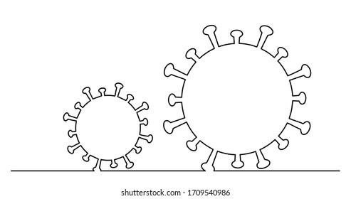 continuous line drawing of coronavirus concept