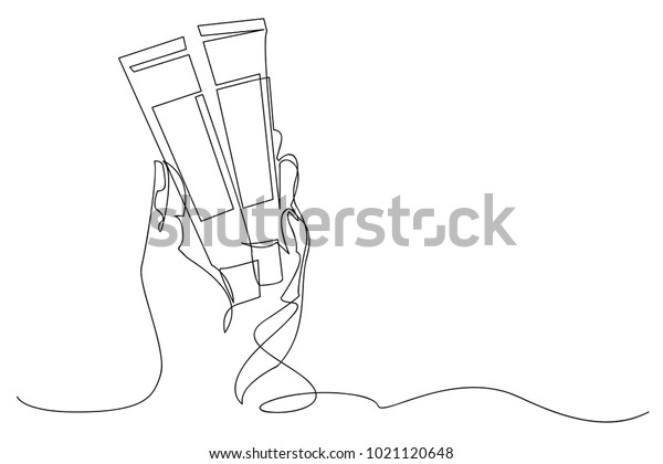 Continuous Line Drawing Cosmetic Products Vector Stock Vector Royalty Free