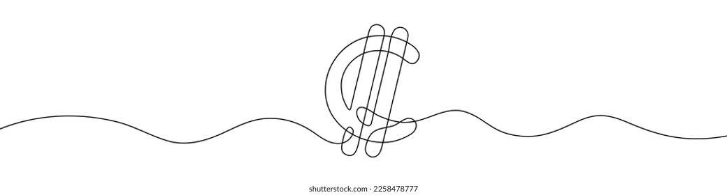 Continuous line drawing of Costa Rica Colon currency symbol. Line art of the Costa Rican colon currency symbol. Vector illustration.