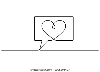 Continuous line drawing. Counter notification icon. Love. Valentine's day. Black isolated on white background. Hand drawn vector illustration. 