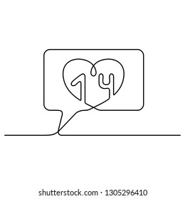 Continuous line drawing. Counter notification icon. 14 february. Valentine's day. Black isolated on white background. Hand drawn vector illustration. 