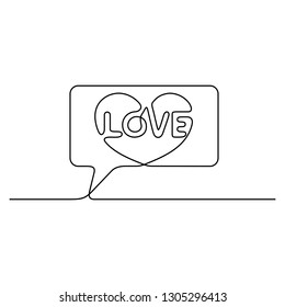 Continuous line drawing. Counter notification icon. Love. Valentine's day. Black isolated on white background. Hand drawn vector illustration. 