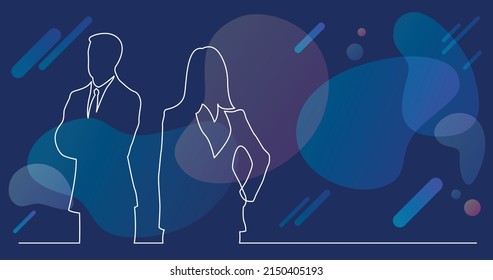 continuous line drawing of couple of business people together