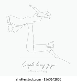 continuous line drawing. couple doing yoga. simple vector illustration. couple doing yoga concept hand drawing sketch line.