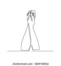 Continuous line drawing of couple hand holding together. One line concept of romance relationship making pinky promise. Vector illustration