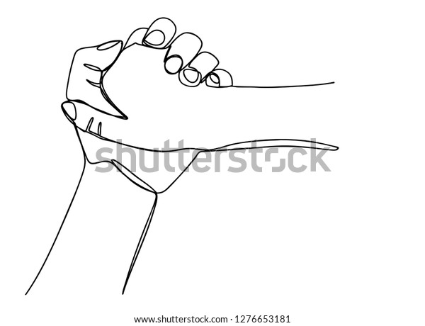 Continuous Line Drawing Couple Holding Hands Stock Vector Royalty