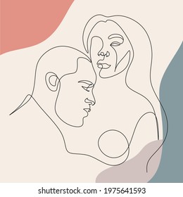 Continuous line drawing of couple kissing each other vector illustration simple minimalist design concept.Minimalism style. Suitable for decoration, tattoos, albums, cards, wallpapers, banners
