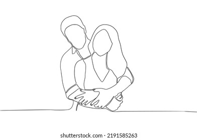 Continuous Line Drawing Couple Relationship Vector Stock Vector ...