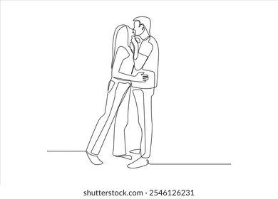 Un dibujo de línea continua de una pareja compartiendo un beso, simbolizando el amor y la intimidad.