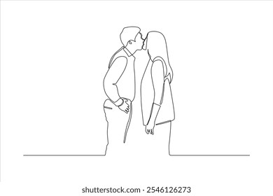 Un dibujo de línea continua de una pareja compartiendo un beso, simbolizando el amor y la intimidad.