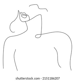 Continuous Line Drawing of Couple Trendy Minimalist Illustration. Kiss One Line Abstract Illustration. Couple Minimalist Contour Drawing.